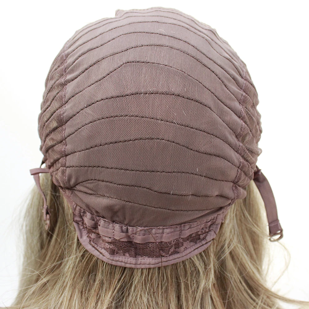 Kinky Curly Wig Synthetic Brown Mixed with Auburn Lace Front Wigs for Black Women Middle Parting Heat Resiatnt Fiber-10