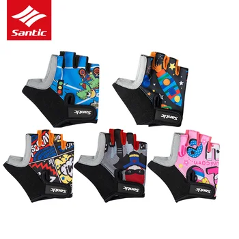 

Santic Pro Cartoon Boys Girls Cycling Gloves Half Finger Breathable Balance Bicycle Gloves Child Riding Sport Safety Equipment