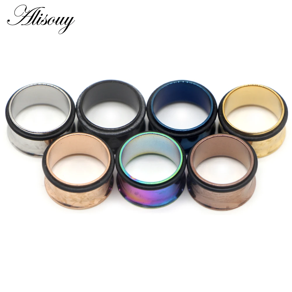 Surgical Steel Single Flare Flesh Hollow Tunnel Ear Plugs Expander Ear Stretchers Earring Gauges Body Piercing Jewelry 2PCS
