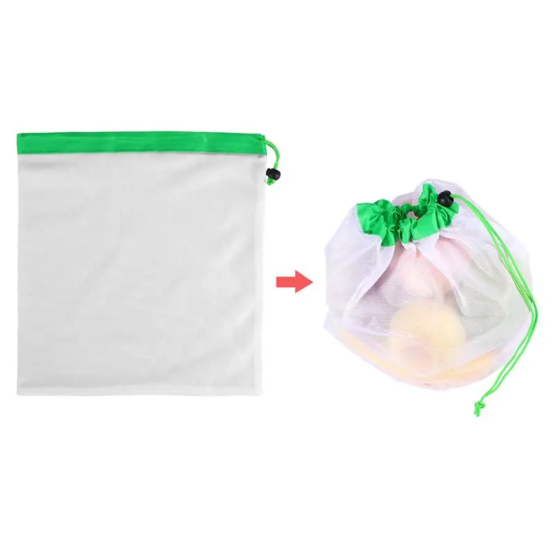12 шт. домашний кухонный мешок с кулиской многоразовые сетки производят сумки на хранение продуктов фрукты овощи игрушки для мелочей Органайзер Сумка