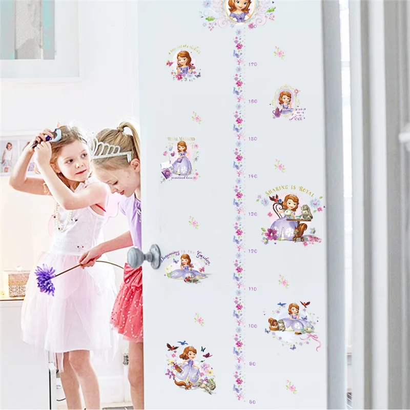 Snow White Sofia Mermaid Rapunzel Cinderalle Belle Ariel Princess Wall Stickers For Home Decor Kids Room Decal Cartoon Mural Art