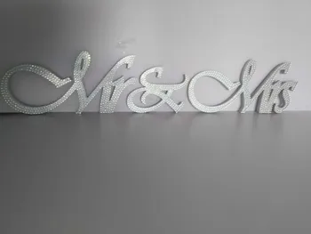 

6" Mr & Mrs custom Silver Crystal Wedding Sign Wedding Reception Table Decorations Free Standing Wedding Letters Sweetheart