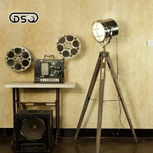 Твердая древесина штатив прожектор торшер Nordic Американский Винтаж Лофт Стиль LED домой/ресторан декоративный светильник