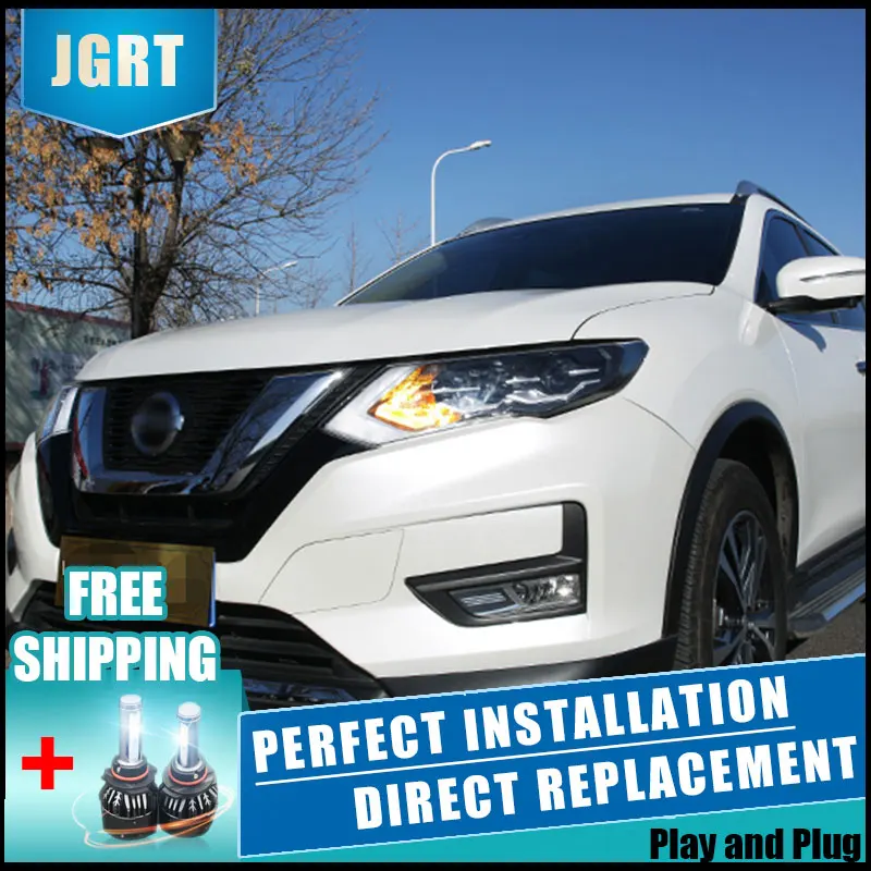  2PCS LED Headlights For Nissan X-Trail 2017 Car Led Lights Double Xenon Lens Car Accessories Daytim - 32888060910