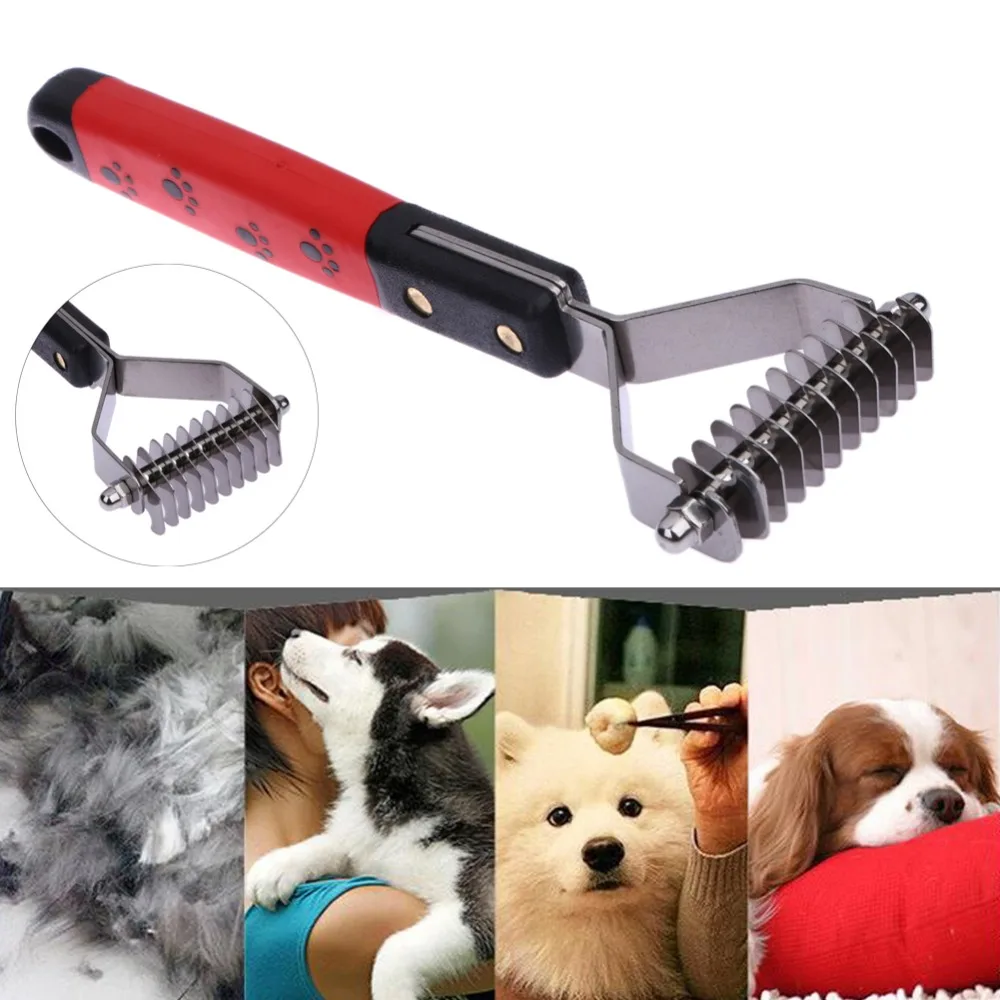 

Double Side Dog Grooming Brush Dematting Matbreaker Deshedding Trimmer Tool Dog Comb Pet Rake Brush 13/18 Blades