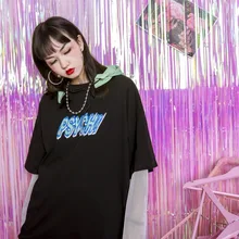 Жасмин лето продукт BF Краш цвет письмо съемный с капюшоном свободные пять точка рукав футболка прилив