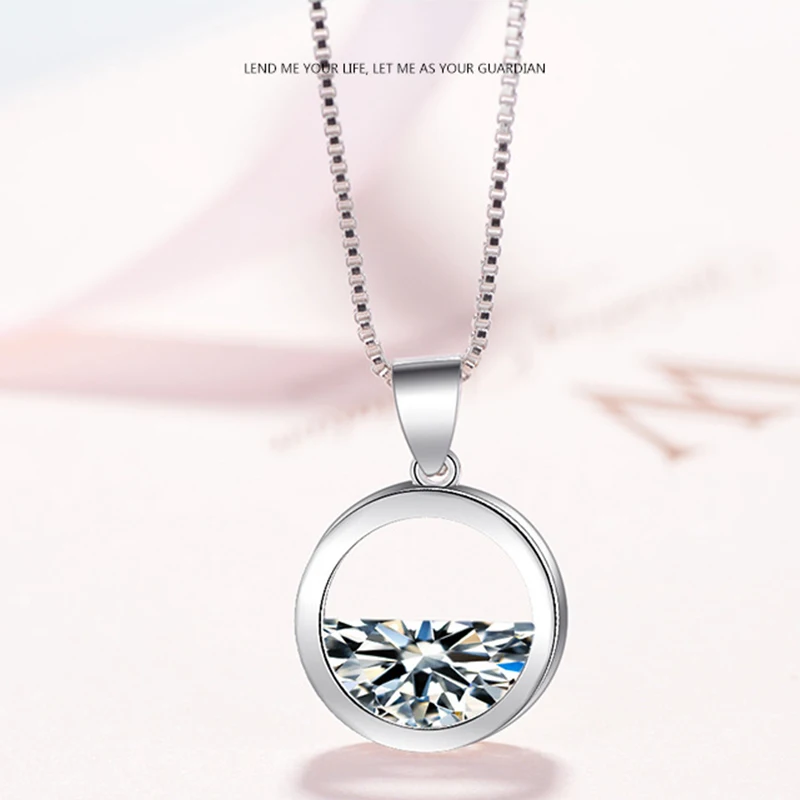 

New Simple 925 Sterling Silver Short Clavicle Chain Necklace Hollow Circle Dazzling Zircon Pendant Necklace For Women Best Gifts