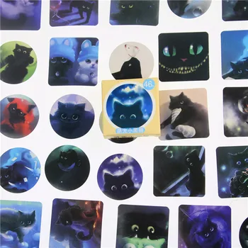 

46 Pcs/box Black Cat Mini Paper Sticker Decoration Diy Diary Scrapbooking Album Photo Sealing Sticker Kawaii Stationery Supplies