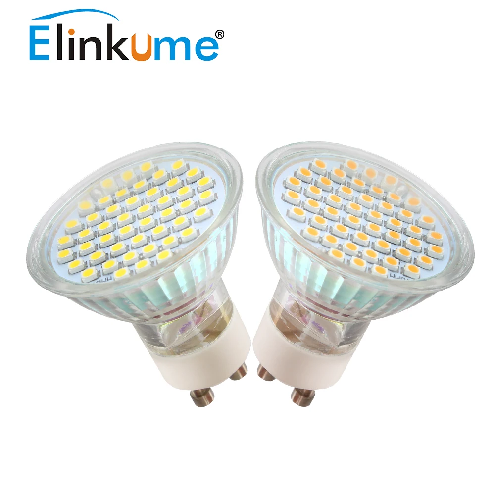 Elinkume GU10 Светодиодный светильник 2 Вт 3 Точечный 48 60 шт. SMD3528 домашняя лампа со