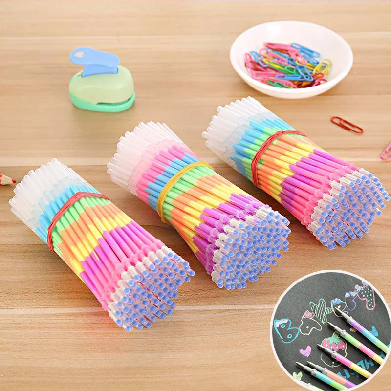 

20pcs/lot 0.8mm Painting Rainbow Highlighters Gradient MultiColor Gel Pen Refills Fluorescent Refil for Kids DIY Graffiti Draw