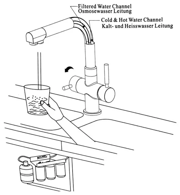 Rolya Ронда 3-способ Кухня кран осмоса три потока смеситель для мойки 3 пути фильтр для воды коснитесь хромированной латуни