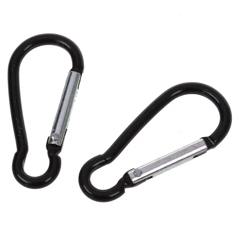 

Outdoor Hiking Black Spring Clip Lock Carabiner Hook 8 Pcs