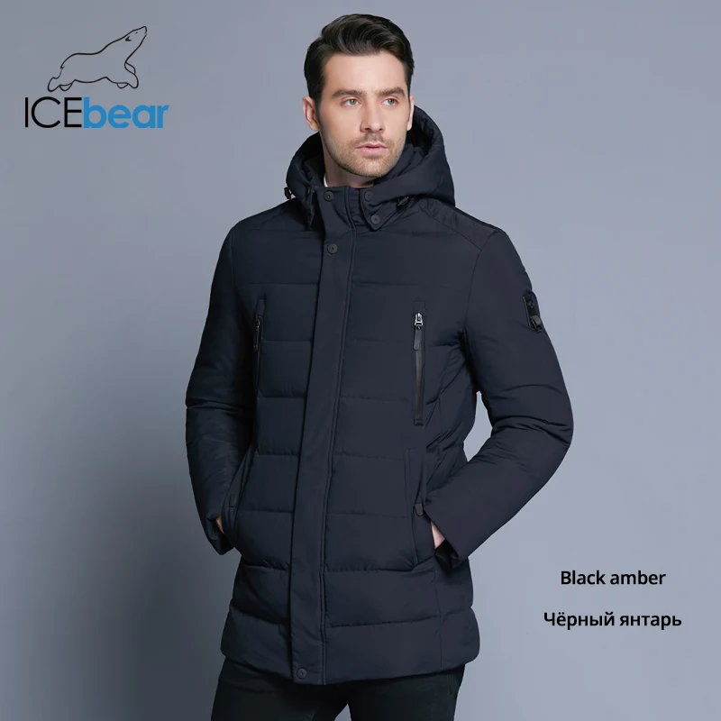 ICEbear Новая зимняя мужская куртка с высококачественной тканью Съемная шапка для мужского теплого пальто простое Мужское пальто MWD18945D - Цвет: M460
