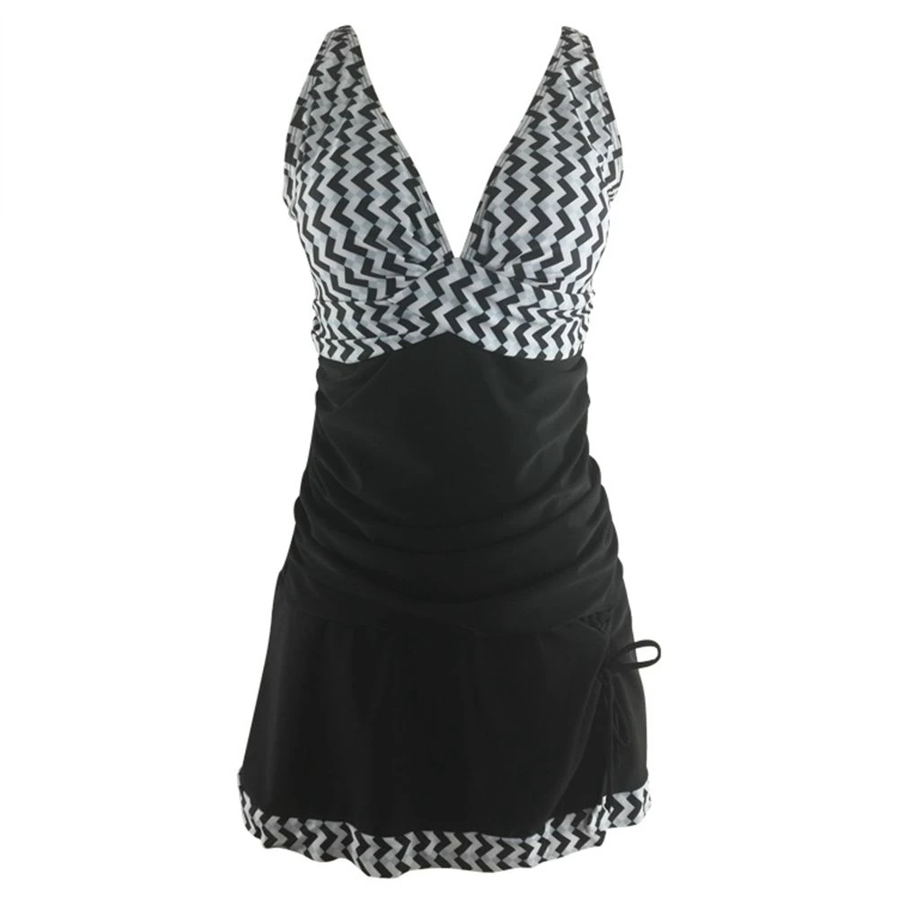 TYAKKVE2020 Push Up Tankini Skirt Swimsuit Women Swimwear Plus Size 2 Piece Retro Stripe Bathing Suit Swimdress Beachwear Female