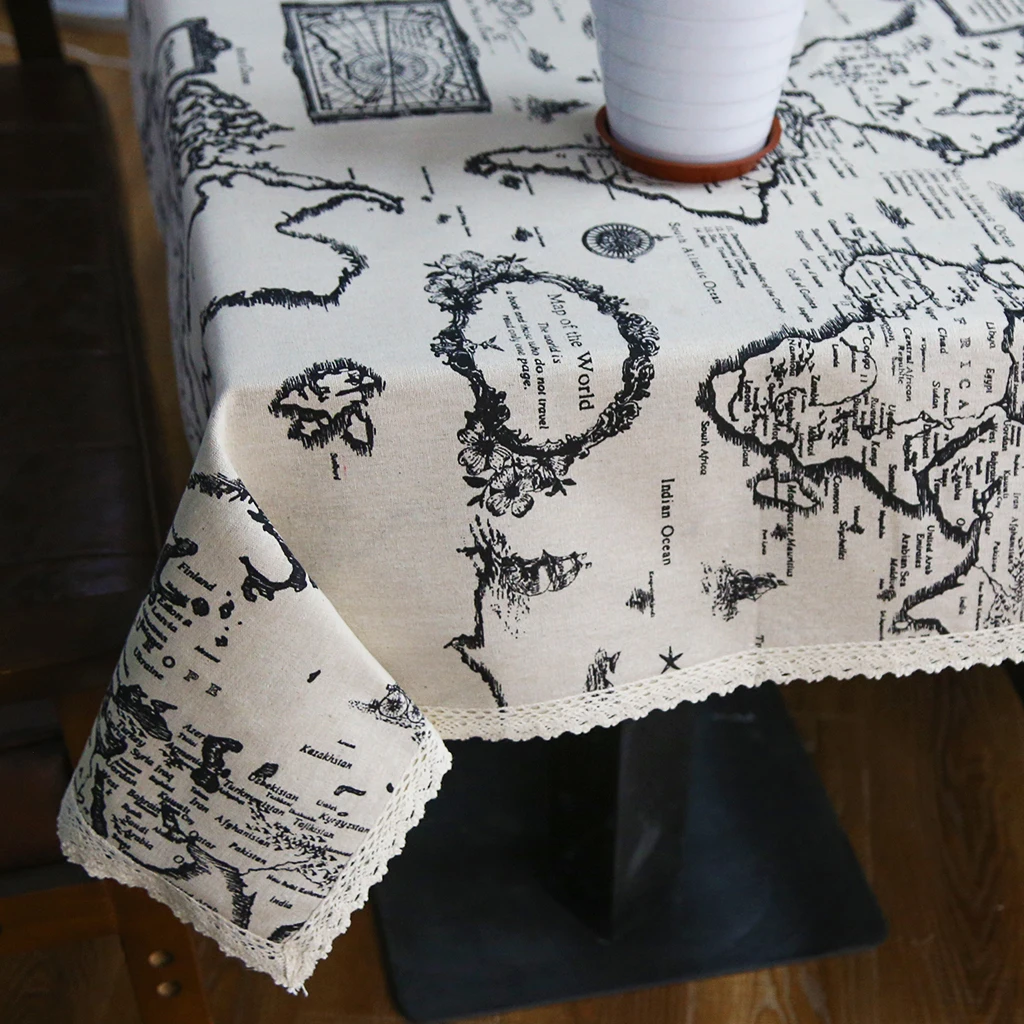 Cotton Linen Table Cloth Country Style Map Printed Multifunctional Rectangle Table Cover Tablecloth Home Decoration for Kitchen Cotton Linen Table Cloth Country Style Map Printed Multifunctional Rectangle Table Cover Tablecloth Home Decoration for Kitchen