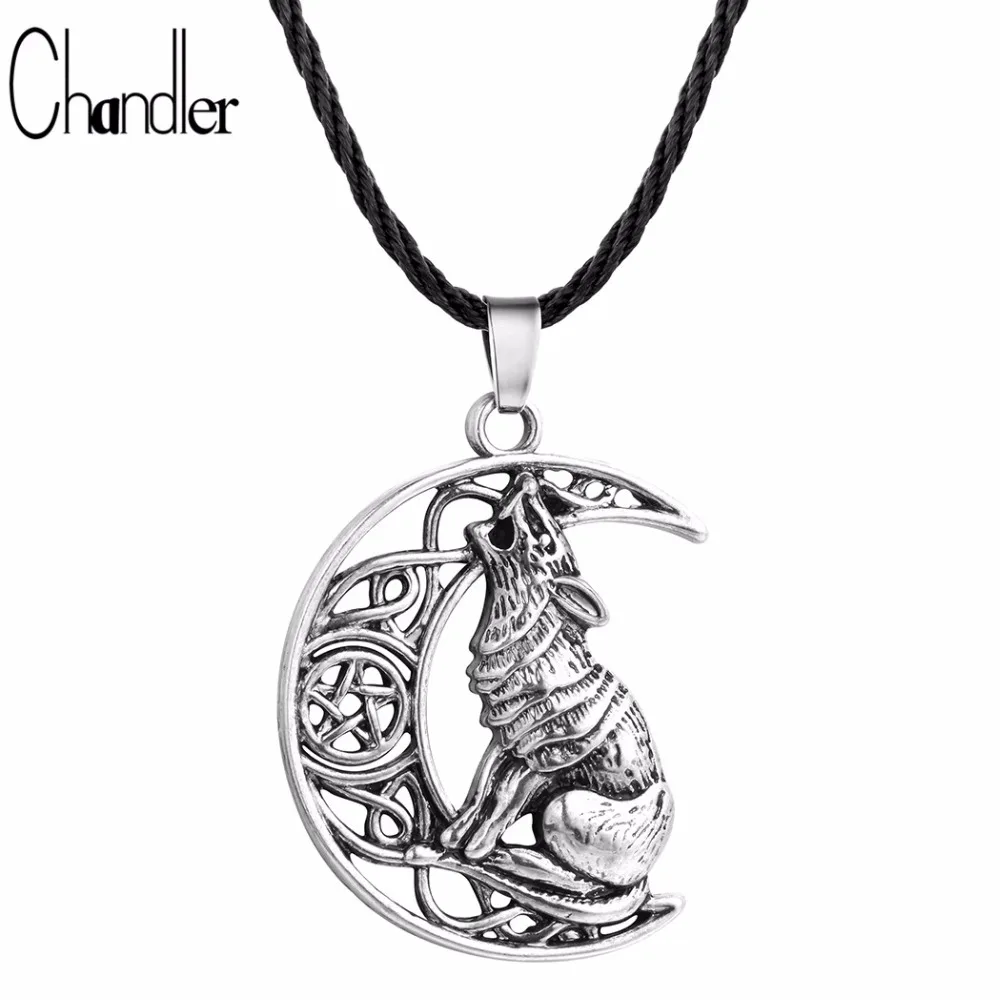 

Chandler Money Wolf Celti Moon Viking Dog Necklace & Pendant Valknut Odin 's Symbol of Norse Viking Warriors Men's Accessary