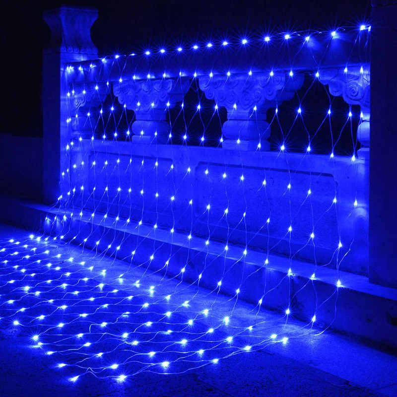 Светодиодный сетчатый светильник s, теплый белый/синий/RGB, для внутреннего украшения, рыболовный светильник AC220V или AC110V, для сада, дома, вечерние, 3 м x 2 м, 204 светодиодов