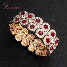 Очаровательные синие красные стразы стрейч браслет для женщин ювелирные изделия из кристаллов Блестящий горный хрусталь Модный браслет RE3294