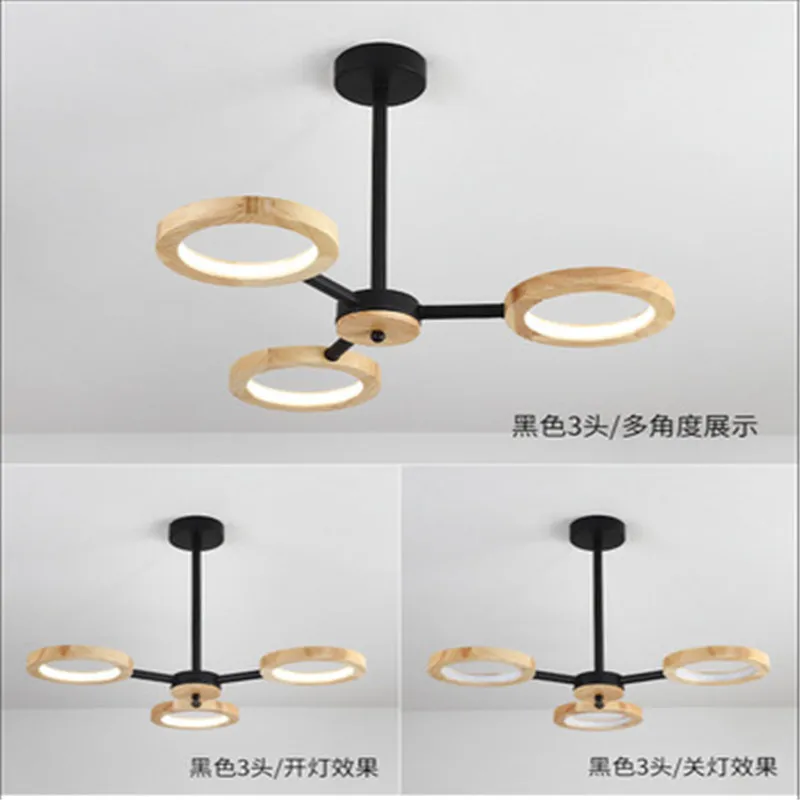 

Restaurant Living Room Wooden Chandelier Creative Simple Solid Wood Ring LED Chandelier Hotel Lobby Hotel Fashion Chandelier