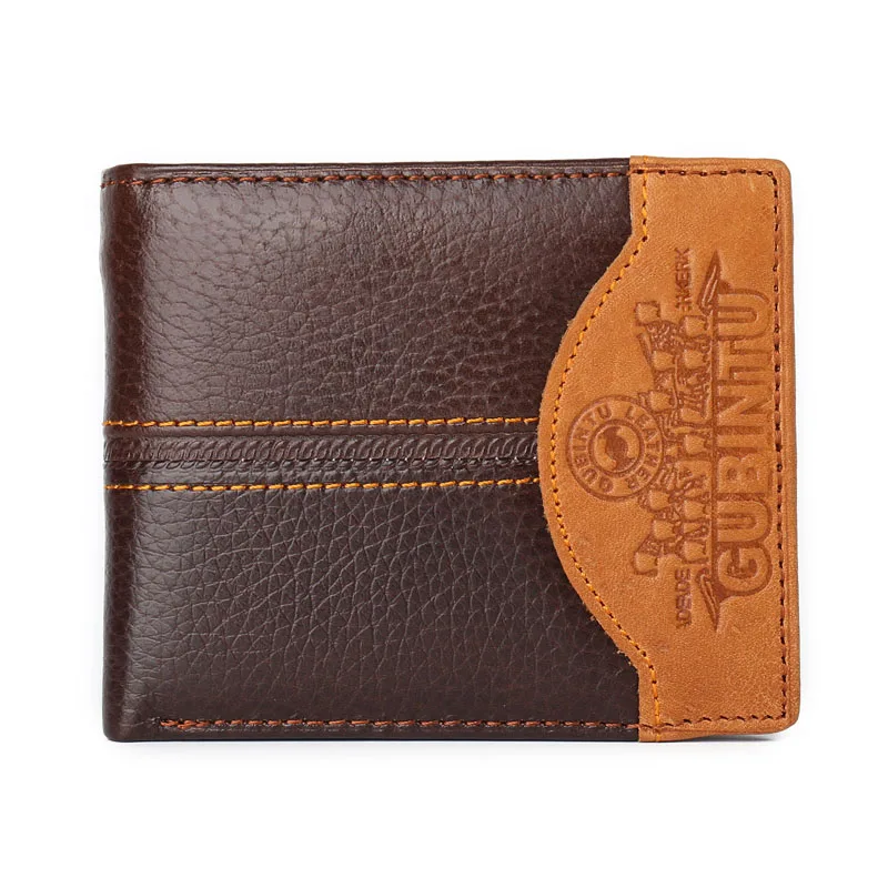 Винтажные мужские кошельки из натуральной кожи, брендовый кошелек, короткий кожаный кошелек в стиле пэчворк с карманом для монет на молнии - Цвет: design 3