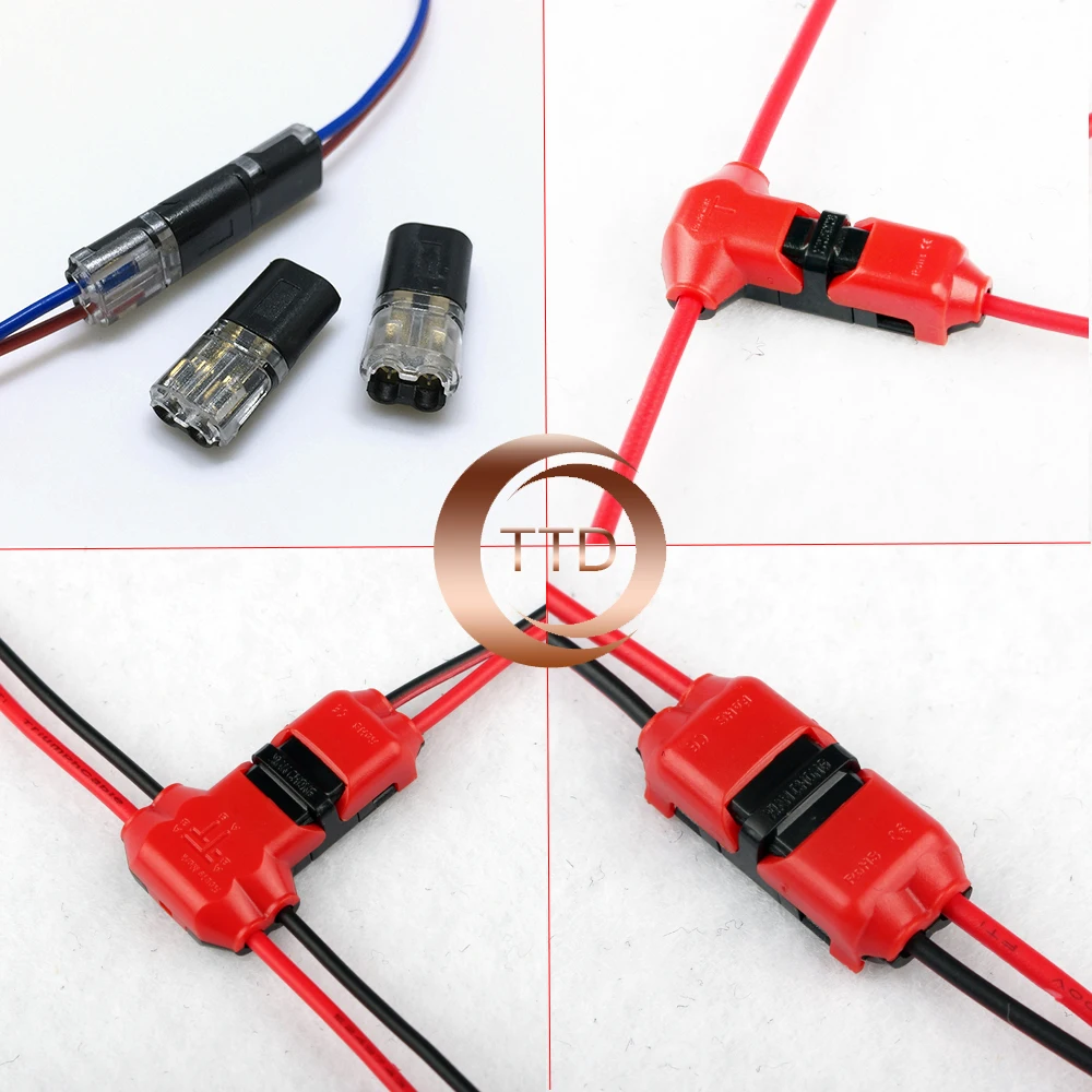 

5Pcs 2PT SHAPE Spring Connector LED Strip Light Wire Connecting No Welding No Screws Quick Connector cable clamp Terminal Block