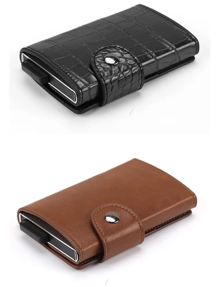 Weduoduo RFID блокирующий держатель для кредитных карт для мужчин Алюминиевый металлический бизнес ID держатель для карт модный тонкий PU кожаный мини-кошелек