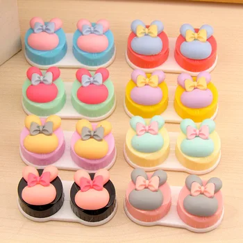 

20set/lot New cute bow Rabbit contact lenses storage box / companion box / Cartoon eyeglasses box / lens care