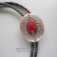 Винтаж посеребренный Юго-Западный узор Овальный Свадебный Боло галстук шеи галстук