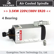 TECNR 4 шт. подшипники 220 кВт 380 В 3,5 в мотор шпинделя с воздушным охлаждением ER20 GDZ93* 82-фланцевый монтажный двигатель