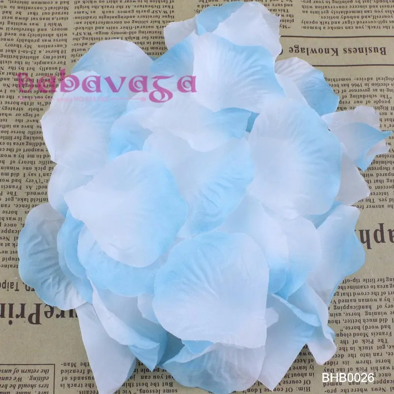1000 шт. белый и синий Высокое качество шелковые лепестки роз для День рождения украшения