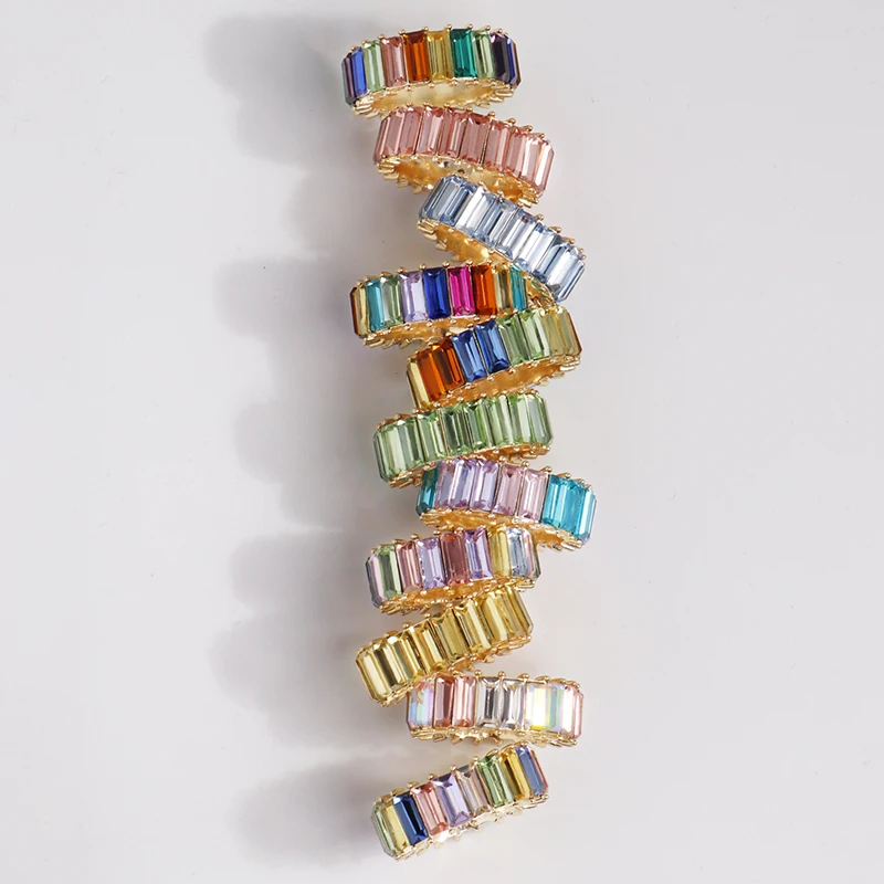 AOTEMAN Роскошные геометрические массивные стекируемые кольца для женщин Свадебные с кубическим Цирконом обручальное Золотое Свадебное колье кольца на палец