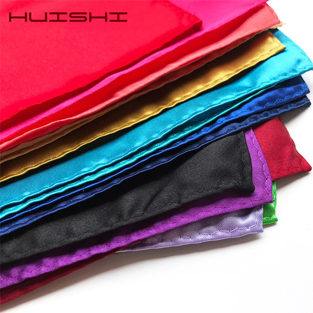 HUISHI 38 colors Solid Color Vintage Fashion Party Pocket Hanky High Quality Men's Handkerchief Groomsmen Pocket Square