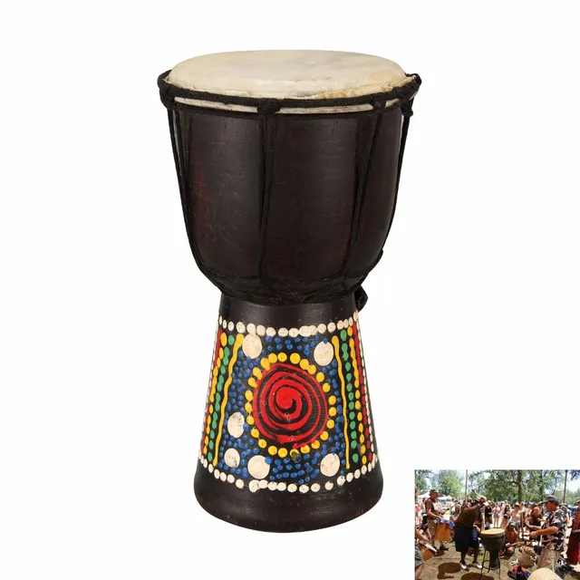 African Djembe 4 inch 6 inch Classic Wooden African Hand Drum Membranophone With Pattern