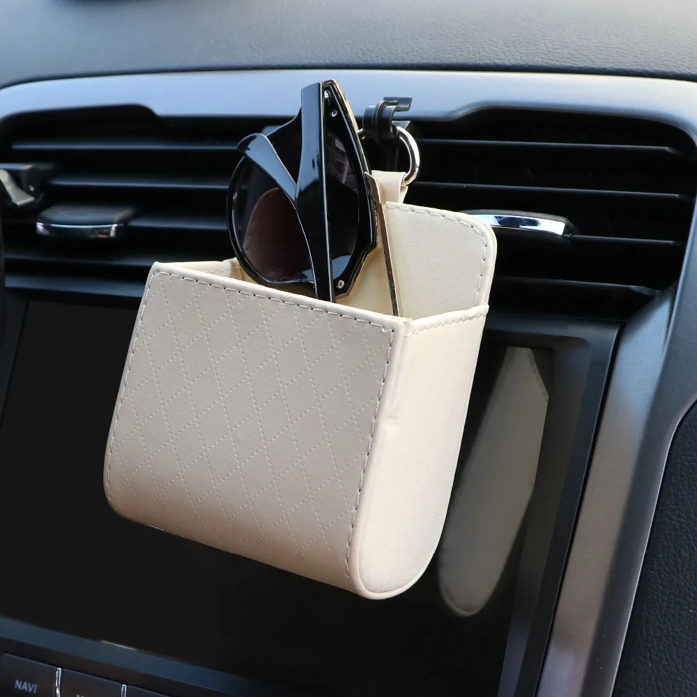 

PU Leather Storage Bag Outlet Vent Tidy Storage Interior Accessories Car-styling Universal Pocket Car Organizer Multi-function
