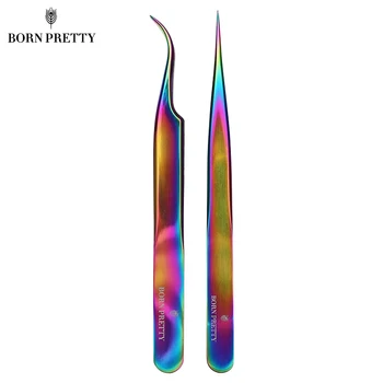

BORN PRETTY Nail Tweezer Straight Curved Sticker Rhinestone Picker Stainless Steel Nail Art Tool
