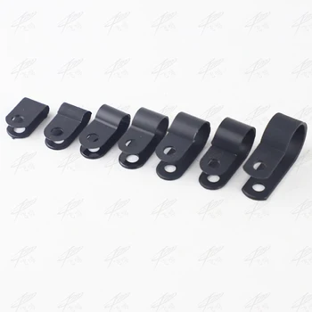 

100PCS 6.4mm R-Type Nylon Cable Clamp 1/4" black R-Type Cable Clamp Cable Clips Free Shipping