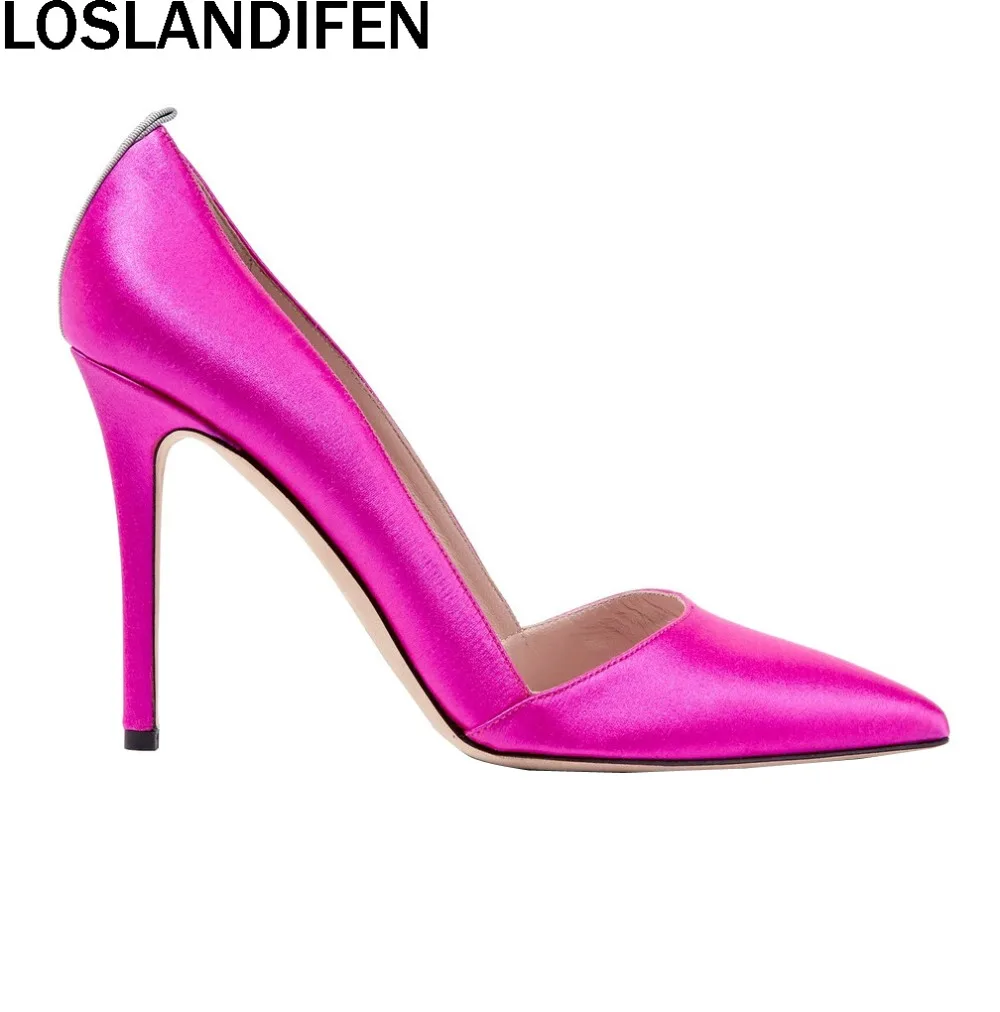 

2019 New Style Womens Fashion Dampling Satin Pumps 10cm High Heel Party Court Pumps Shoes CKE145