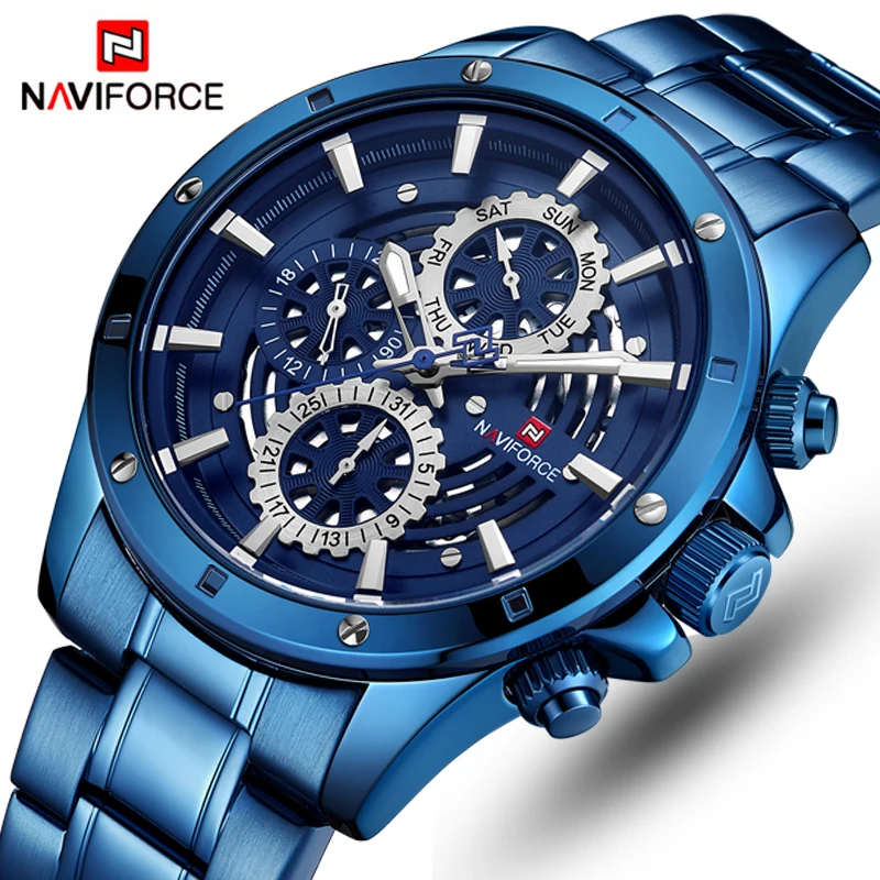 

NAVIFORCE Luxury Brand Men Sports Watches Men's Quartz Date Hours Clock Male Full Steel Military Wrist Watch Relogio Masculino