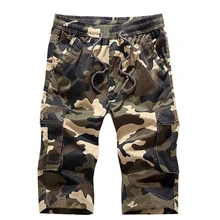Модные летние мужские камуфляжные шорты брюки в стиле милитари хлопковые повседневные мульти-комбинезоны с карманами пляжные шорты