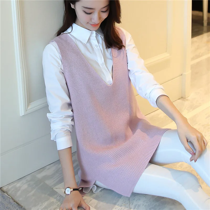 33OHCLOTHING 2017 Новый весенний и летний цветной жилет V свитер воротник Женский