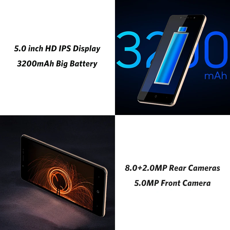 LEAGOO Power 2 Гб 16 мобильный телефон Android 8 1 5 0 "HD MTK6580A четырехъядерный идентификатор