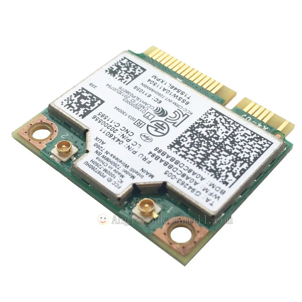 7260HMW + BT 4 0 MINI PCI E WLAN карта INTEL 7260BN WIRELESS N для Lenovo 04X6011 K4350 K4250 B5400 M5400 S410 S310 S540|wlan card|intel