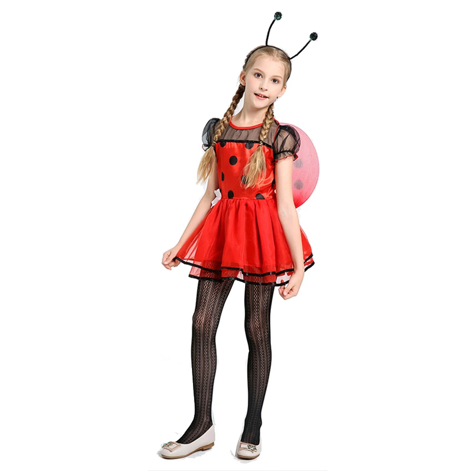 

Girl party dress 5-9 year old children's performance clothing Cosplay ladybug dress Easter girl dress birthday Party Dresses