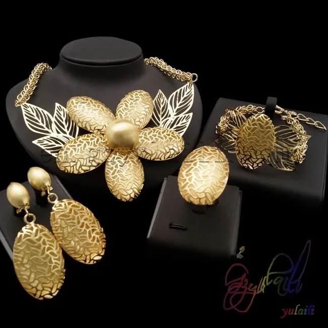 Artificial Bridge Jewellery Set Pakistani Gold Jewelry Sets Copper