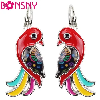 

Bonsny Enamel Tropic Parrot Bird Earrings Stud Drop French Clip Alloy Fashion Jungle Animal Jewelry For Girls Women Ladies News