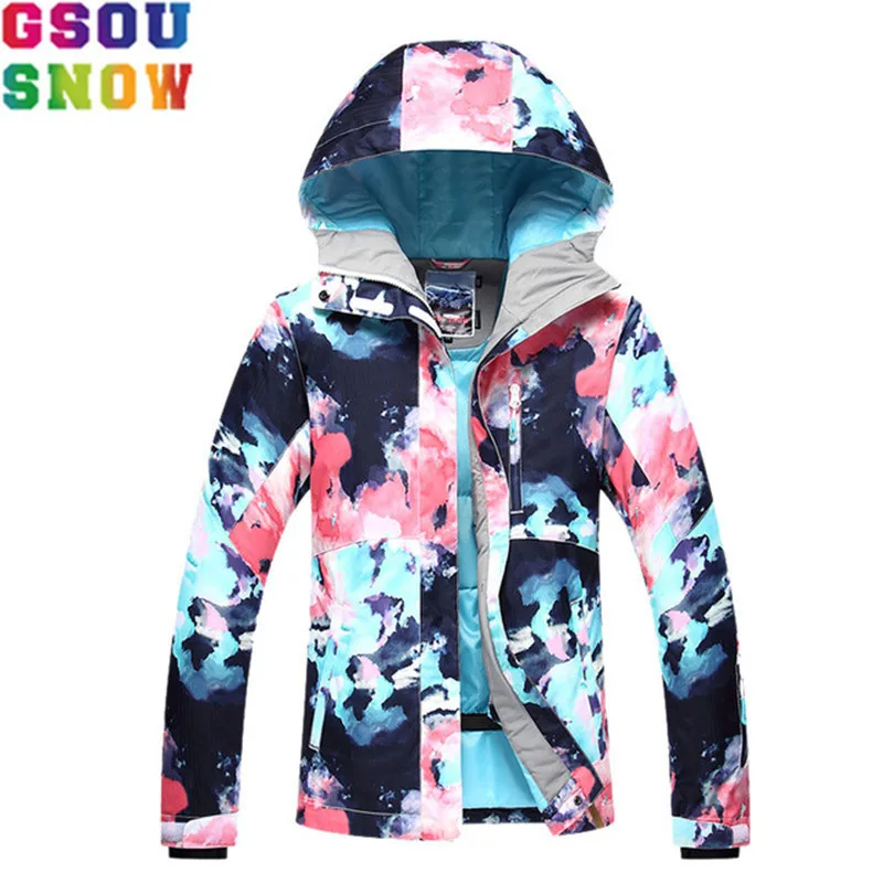 GSOU الثلوج سترة تزلج المرأة التزلج دعوى الشتاء للماء رخيصة بدلة تزلج في الهواء الطلق التخييم الإناث معطف 2018 على الجليد الملابس كامو