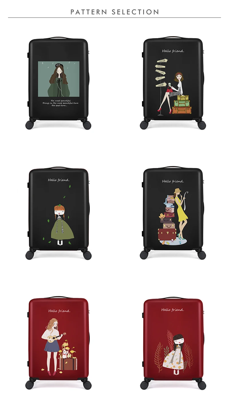 AJI модный дизайнерский женский чехол для путешествий, багаж на колёсиках, чехол на колесиках, шт., TSA замок, сумка для переноски 2" 24" A7028