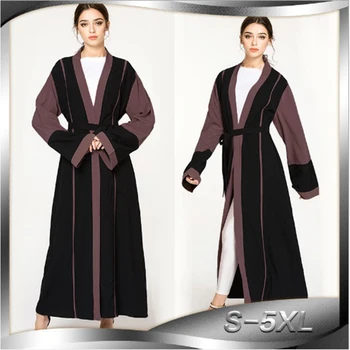 

Muslim Open Abaya Striped Maxi Musulmane Dubai Middle East Islamic Clothing Dress Cardigan Long Robe Gowns Tunic Worship Service
