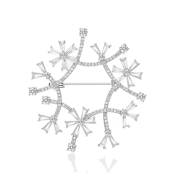 

[MeiBaPJ]Real 925 Solid Silver Snowflake Zircon Brooch Fashion High Quality Fine Wedding Jewelry for Women