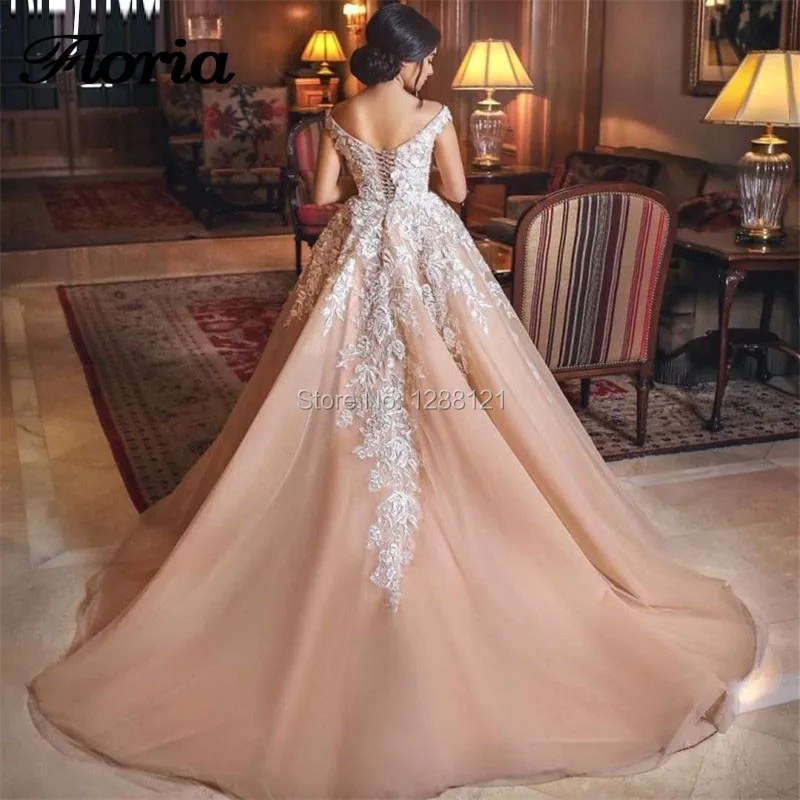 Luxury-Ball-Gown-Wedding-Dresses-2019-Blush-Pink-float-and-Lace-Customize-Back-Zipper-Bridal-Gown (1)